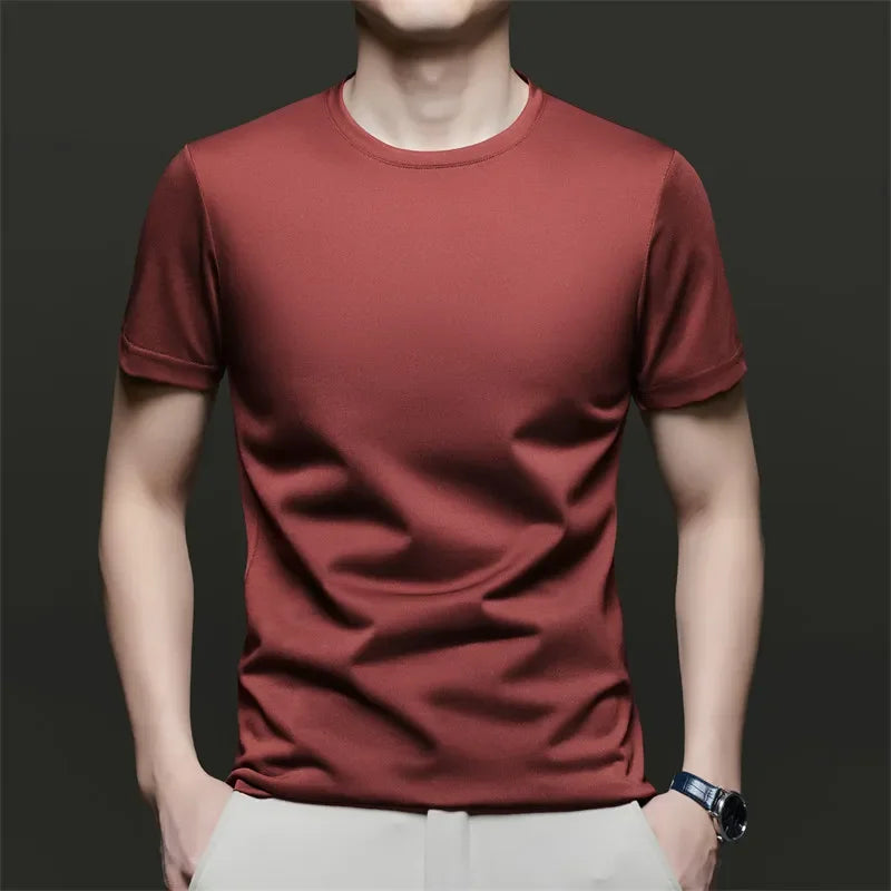 2025 New Men's Korean Casual Short Sleeved Round Neck T-shirt Summer Fashionable and Comfortable Versatile Top