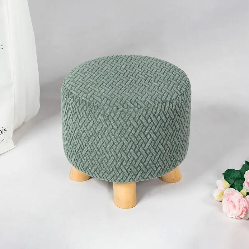 Square Stool Covers Thick Stretch Knitting Round Seat Covers Living Room Chair Cover Small Footstool Ottoman Slipcover Protector