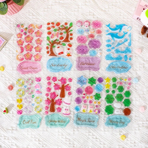 3D Stacked Crystal Stickers Cute Animal Stickers for Girls Boys Classroom Prizes Kids Handmade DIY Creative Gift Party Favors