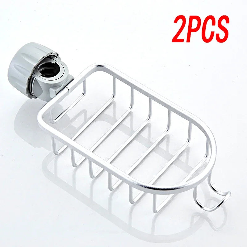 Bathroom Shelves Shower Rack Aluminum Basket For Shampoo Soap Bathroom Storage Adjustable Kitchen Faucet Sink Rag Holders