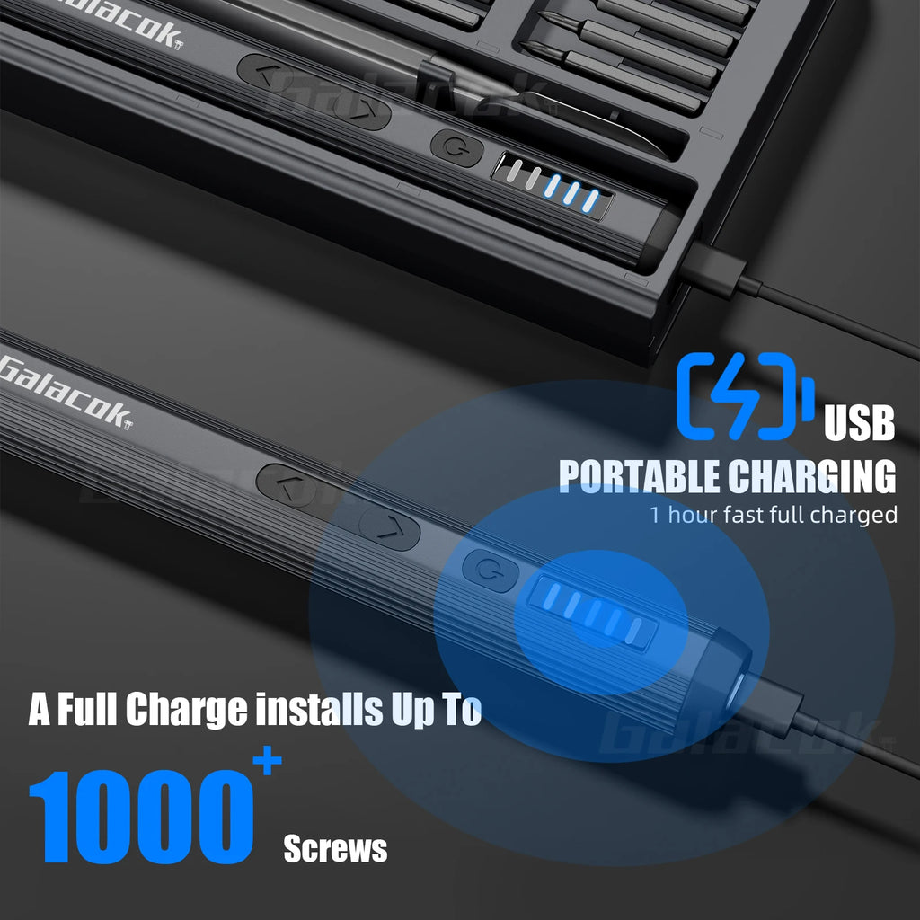 68/76 in 1 Electric Screwdriver Set with 64 Precision Magnetic Bits, 4 LED Lights 5 Torque Settings for iPhone Glasses Watches