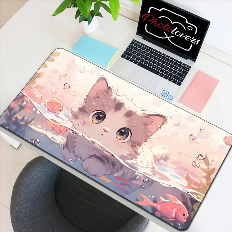 Anime Xxl Mouse Pad Gaming Accessories Cartoon Cat Keyboard Mousepad Gamer Desk Mat Cute Computer Offices Pc Cabinet Kawaii Mice