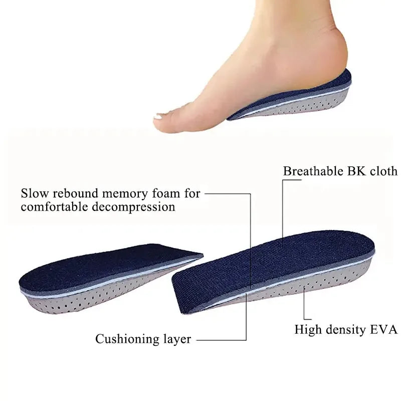Half Shoe Insoles Heel Insert Sport Cushion Height Increase EVA Memory Foam Heel Lifting 2/3/4/5CM Taller Invisible Heighten Pad