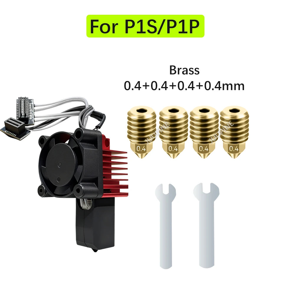 For Bambu Lab P1S Hotend Complete Assembly Upgrade Hardened Steel Extruder Kit For X1 X1C P1P P1S Fan Nozzle X1 Carbon Hot End