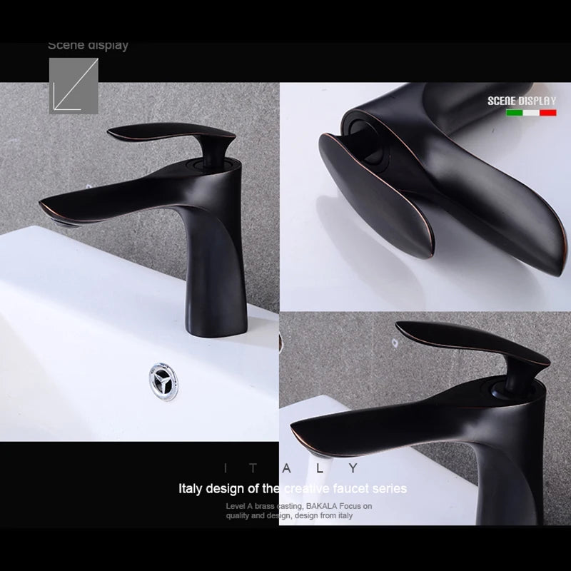 BAKALA New Design Brass Chrome Black Whte Golden Shite Single Handle Bathroom Sink Faucet Mixer Tap Basin Faucet  BR-2018A20