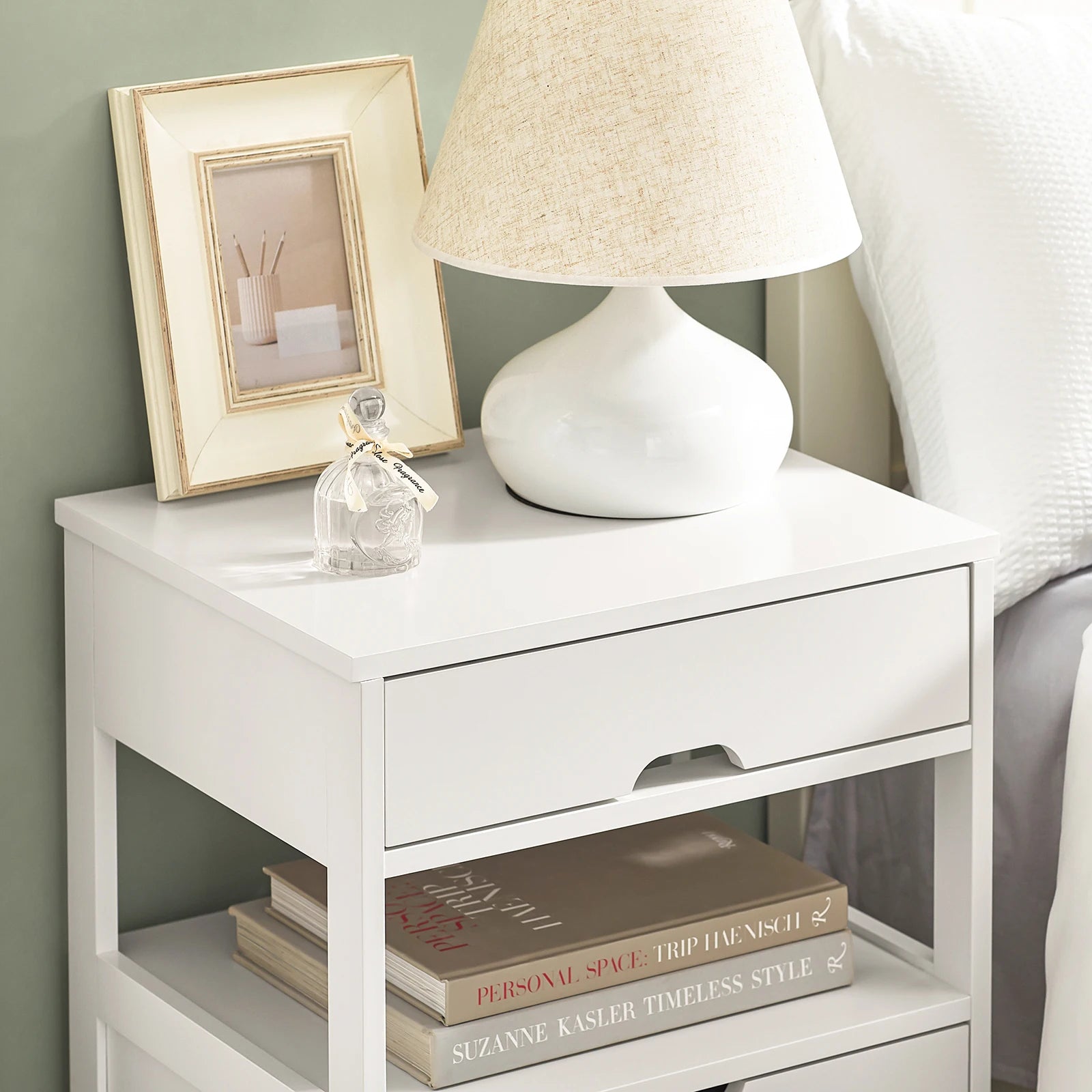 SoBuy FRG258-W side table bedside table bedside cabinet with 2 drawers and 2 shelves, BHT approx.: 45x55x38cm