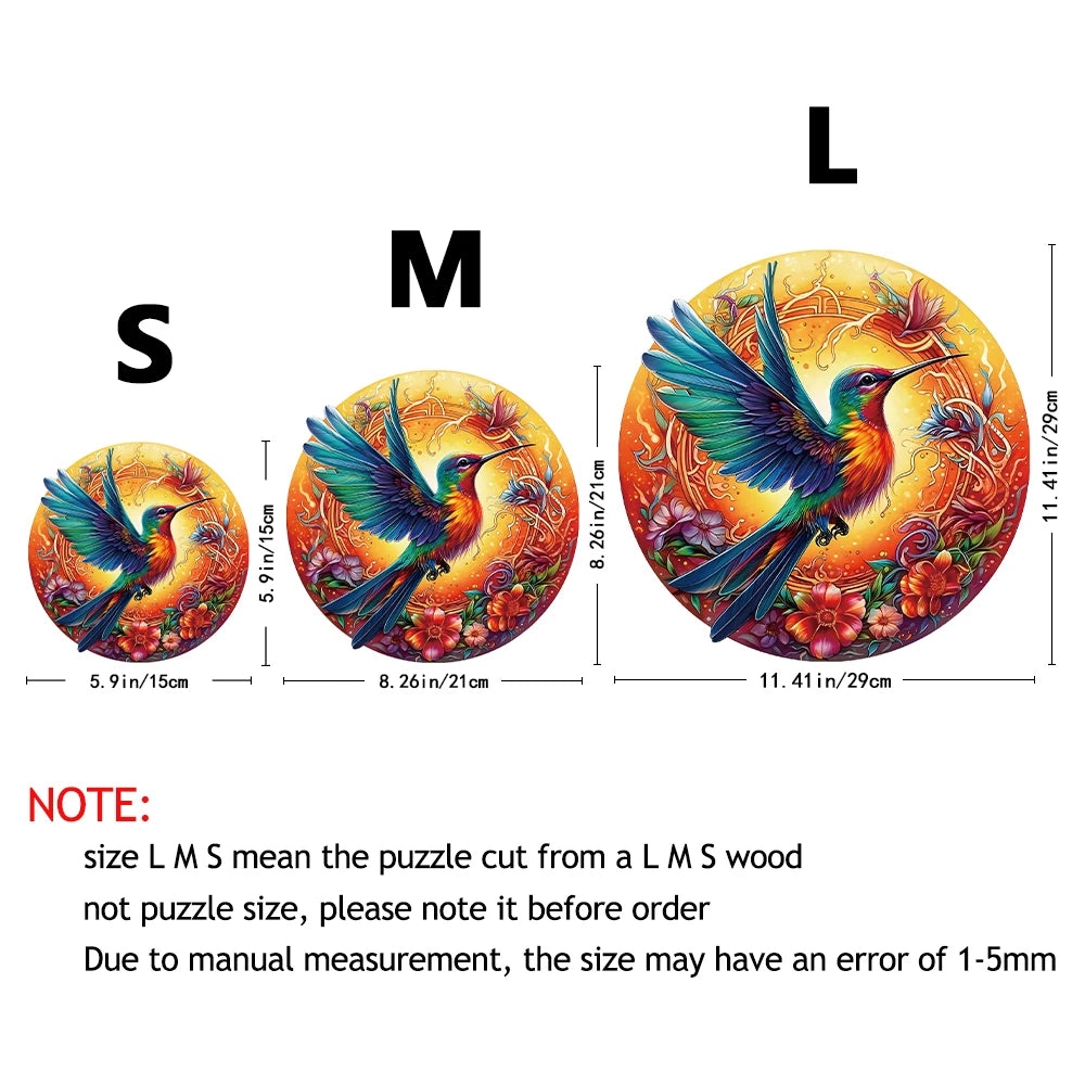 Wooden Puzzles for Adults Mandala Hummingbird Jigsaw Puzzles Unique Shapes Bird Puzzles Great Gift for Adults and Couples on Val