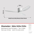 FUMANJIA Ultra-Thin DC Ceiling Fan with Remote - 6-Speed Silent, 3 ABS Blades, Ideal for Low Ceilings & Minim Spaces（No Light）