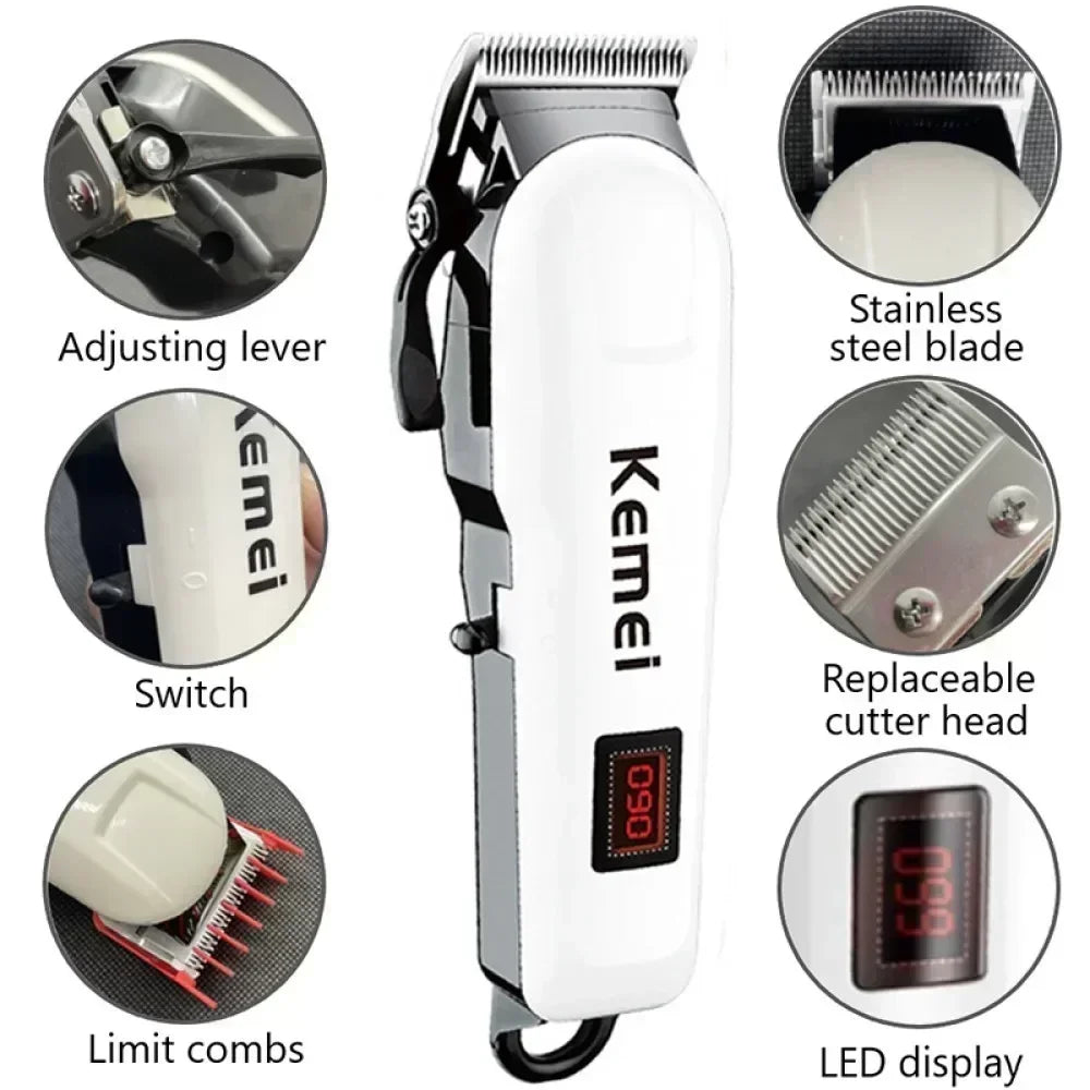 Kemei Hair Clipper for Men KM-809A Hair Cut Maching Wireless Trimmer Professional Clipper Machine Rechargeable Hair Cut Barber