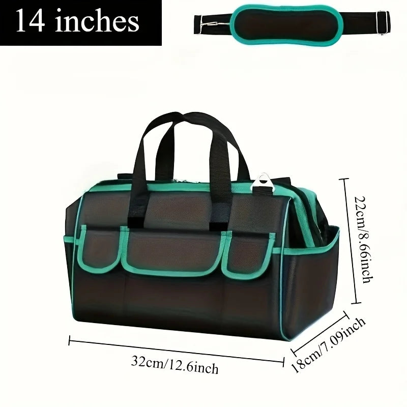 Heavy Duty Tool Bag, Wide Mouth Small Tool Bags, Soft Handle Toolbox Organizer Storage, Large Zipper Electrician Tool Bag