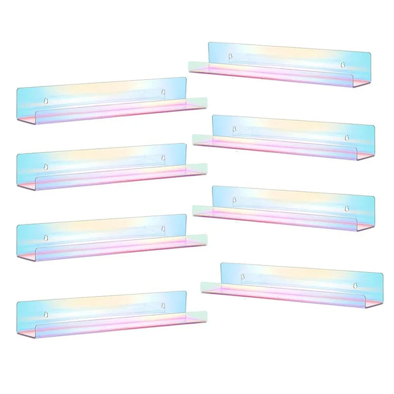 2pcs Acrylic Vinyl Record Display Stand Wall Mounted Book Floating Shelf Makeup Perfume Nail Polish Holder Storage Organizer