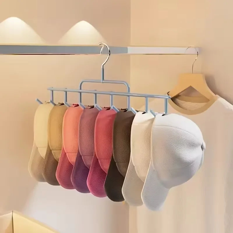 1pc New Hat Rack Instagram-Style Cap Organizer with Hanging Hooks, Fits 8 Tall Caps for Dorm Closet Wall Mounted Baseball