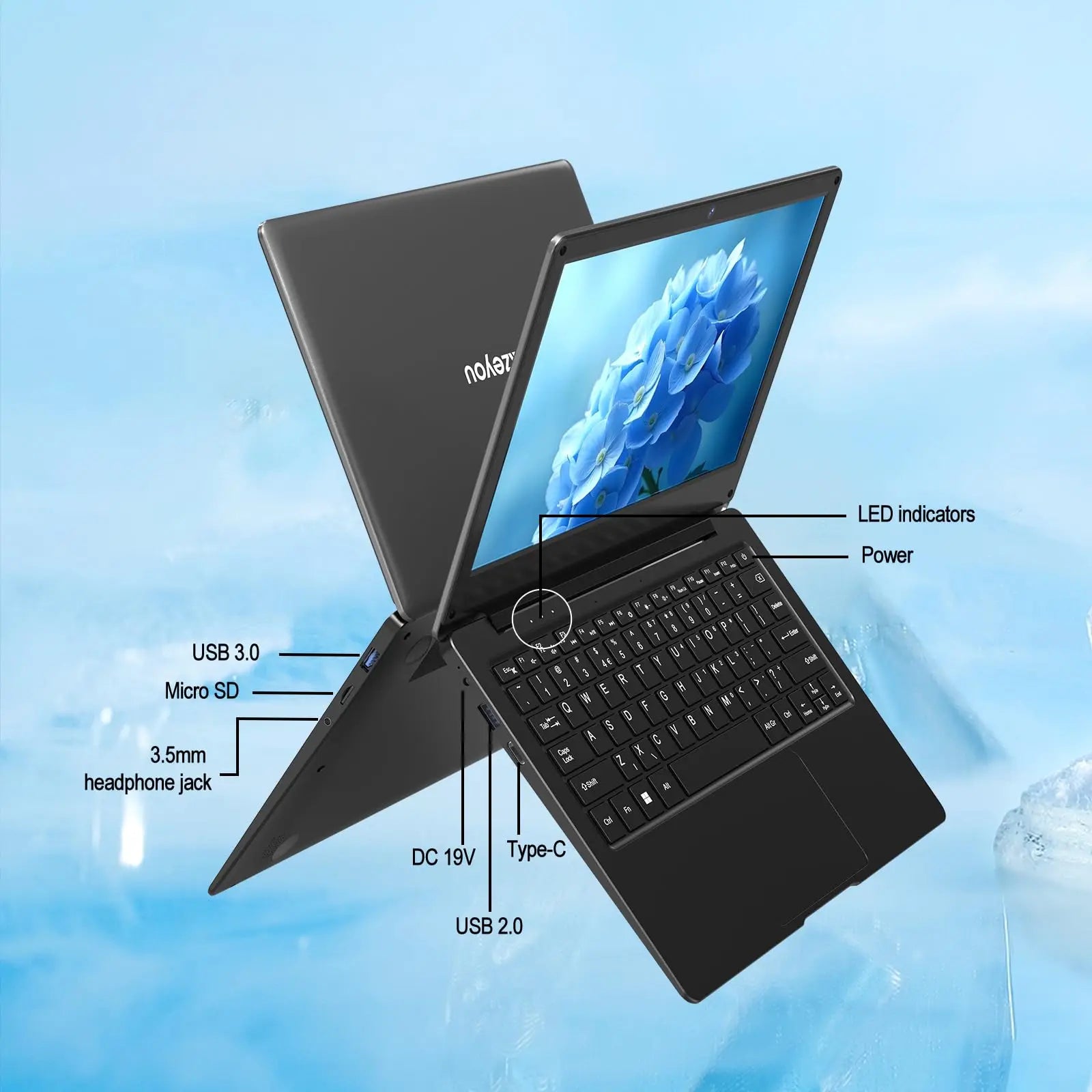 11.6 Inch Laptop, OS 11 Pro System Laptops, Slim and Lightweight Notebook HD Display, Russian- English Keyboard,Type_C 4000mAh
