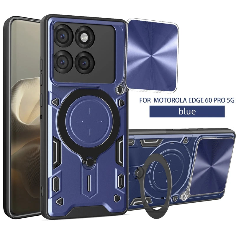 For Motorola Moto Edge 60 Pro 5G Case Shockproof Armor Cover For Moto Edge60 Pro Magnetic Holder Ring Stand Lens Protect Funda