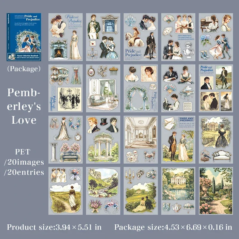 1pack/3pack Classic Literature Collection Handbook Series Literary Story Theme Sticker Book Character Collage 6 Designs