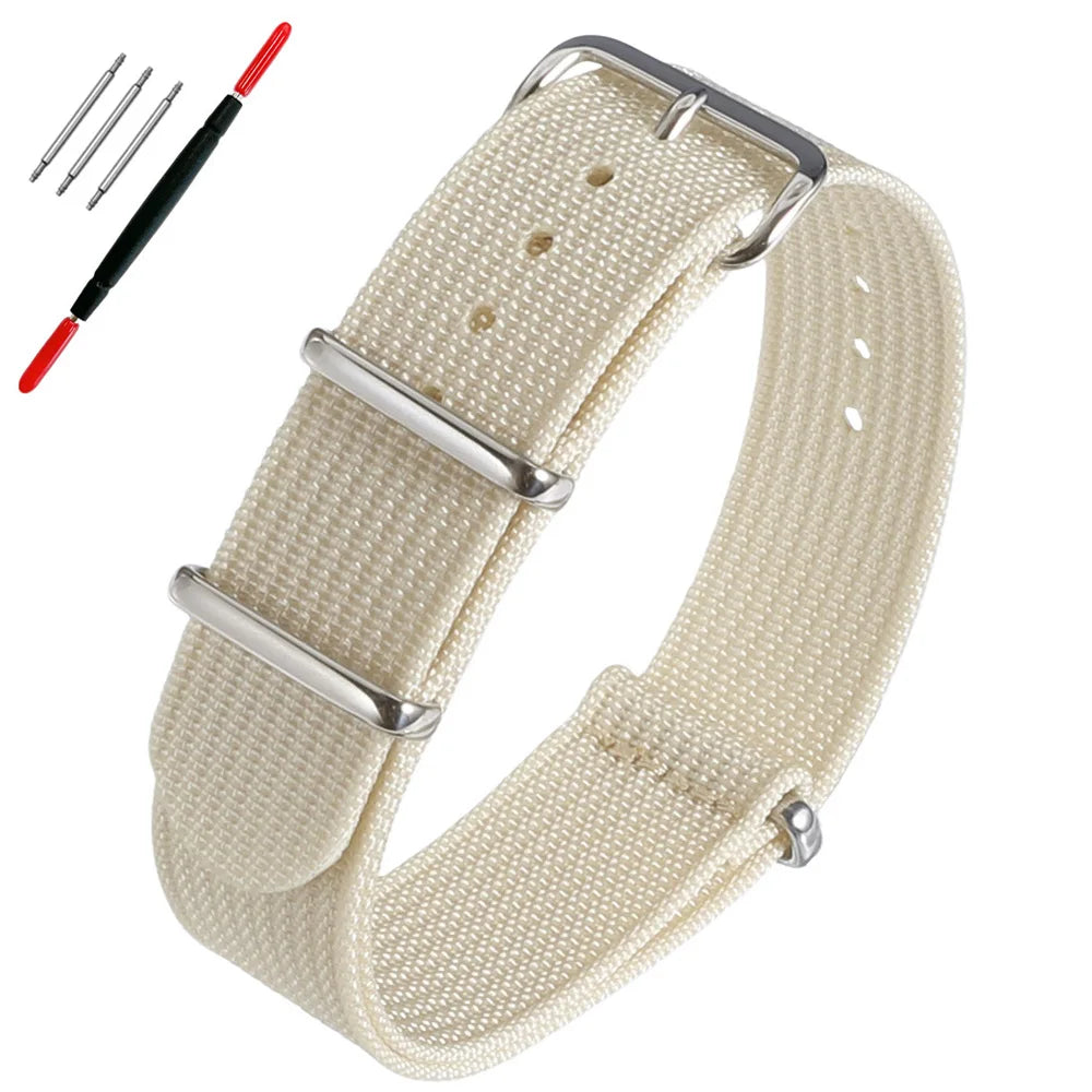 16mm 18mm 19mm 20mm 22mm 24mm Durable Nylon Ribbed Watch Strap Stripped Sport Watch Band Replacement Wristband Belt Accessories