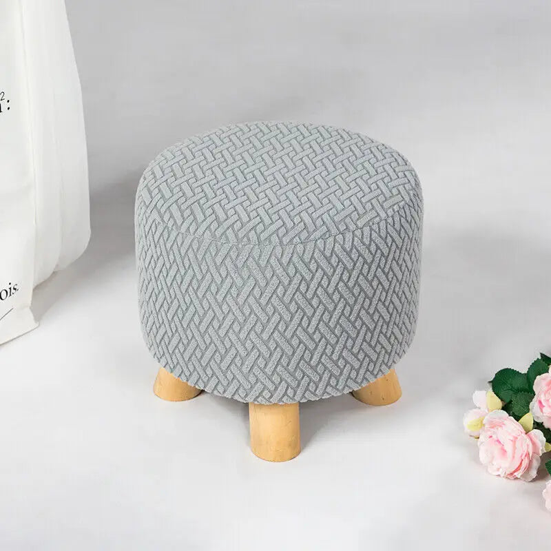 Square Stool Covers Thick Stretch Knitting Round Seat Covers Living Room Chair Cover Small Footstool Ottoman Slipcover Protector
