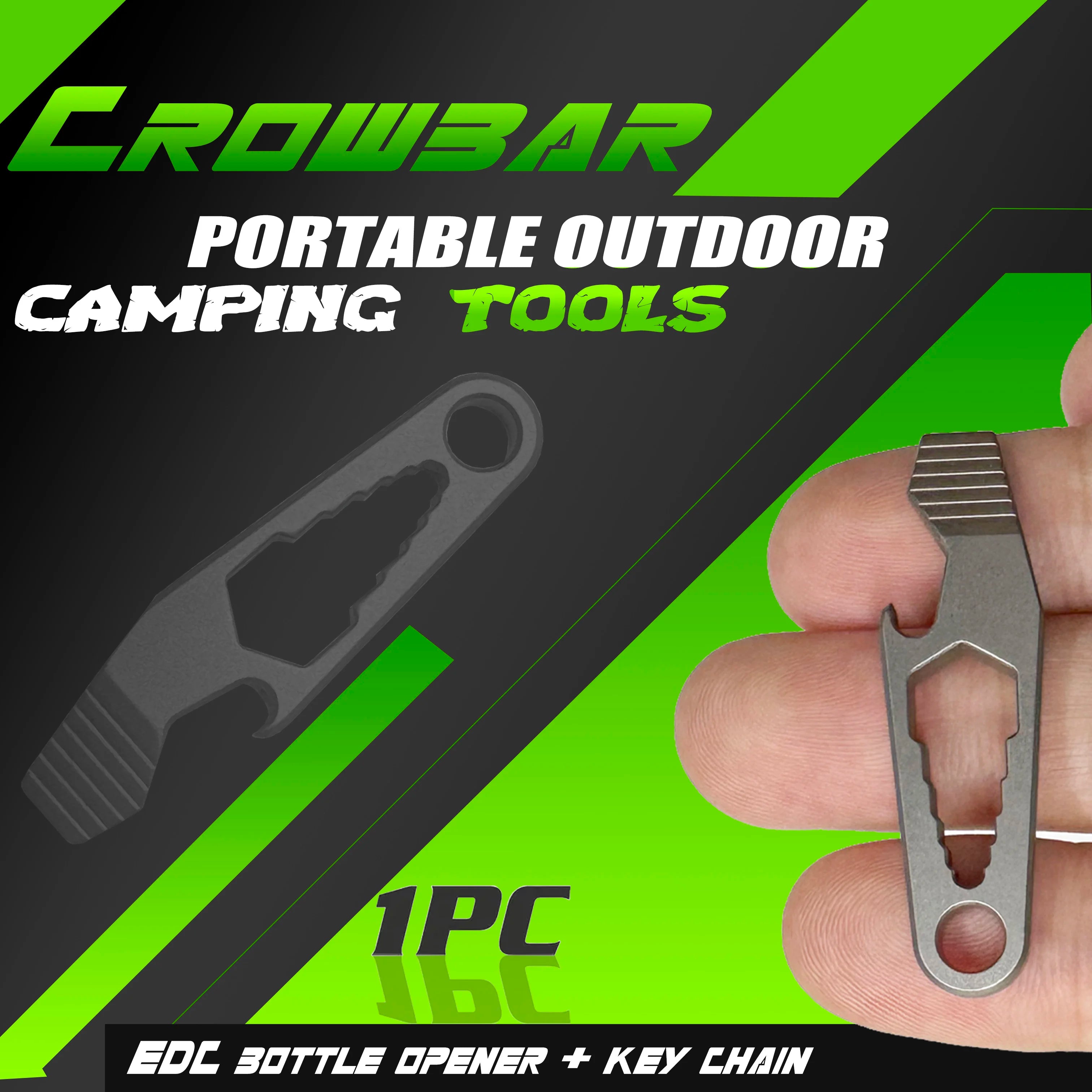 Multi-functional mini TC4 titanium alloy crowbar bottle opener, graduated hexagonal wrench key chain EDC outdoor small tool