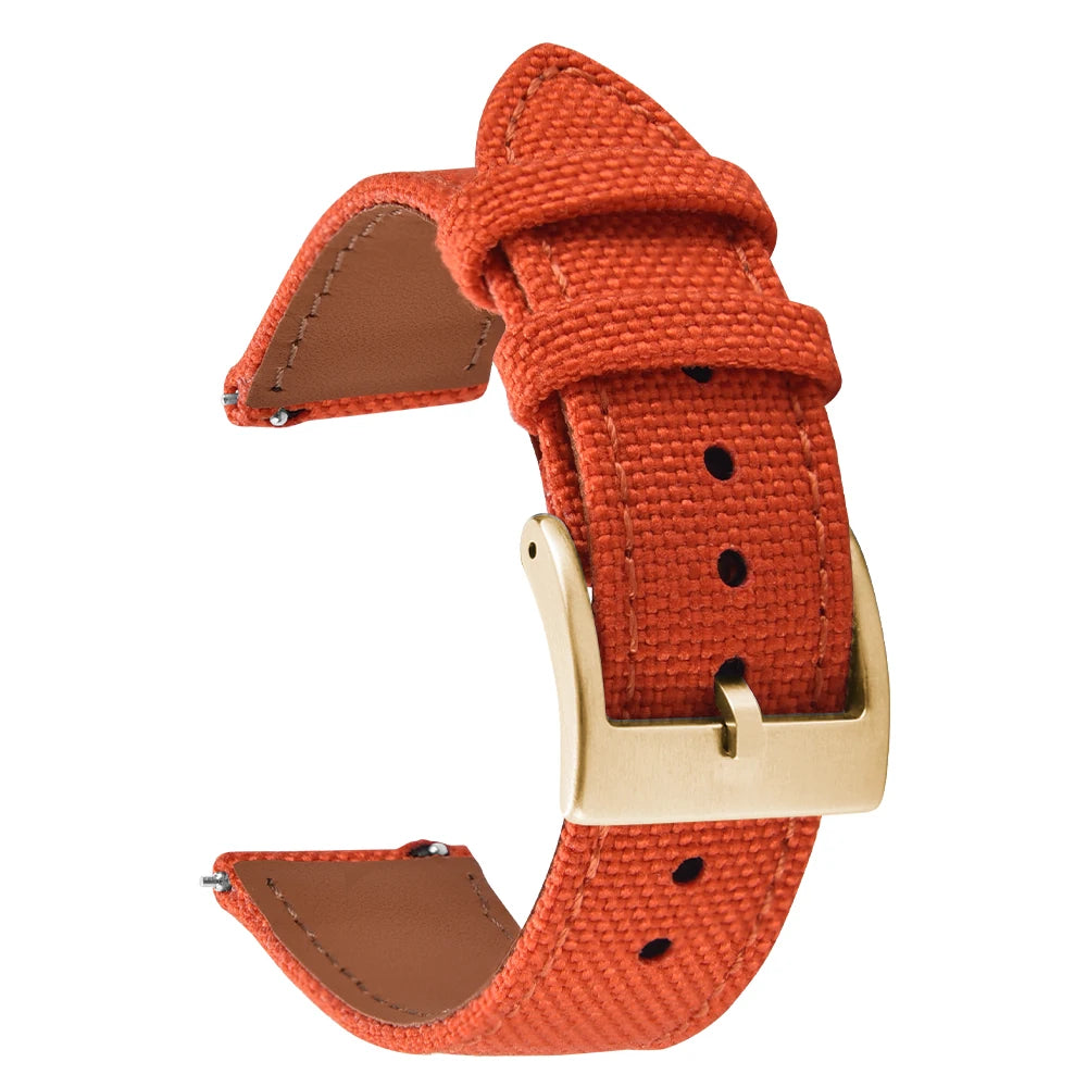 18mm 20mm 22mm Nylon Watch Strap Two-Sided Leather and Sailcloth Watch bands Quick Release Wristbands Sport Belt for Men Women