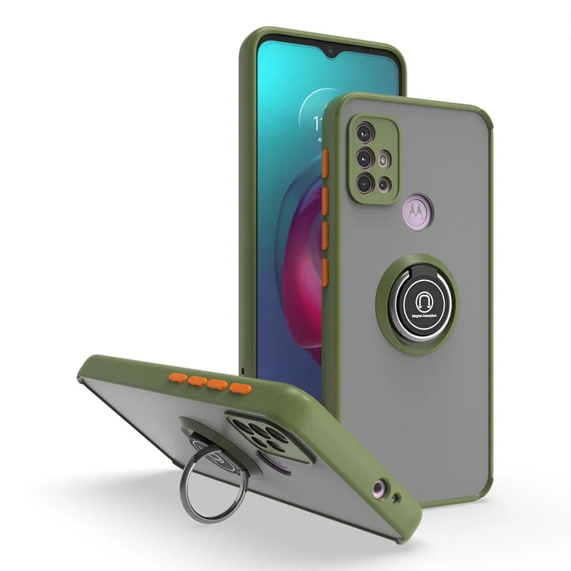 Funda For Motorola G10 G20 G30 Case Shockproof Armor Magnetic Holder Ring Case For Moto G31 G41 G51 G71 Hard PC Matte Back Cover