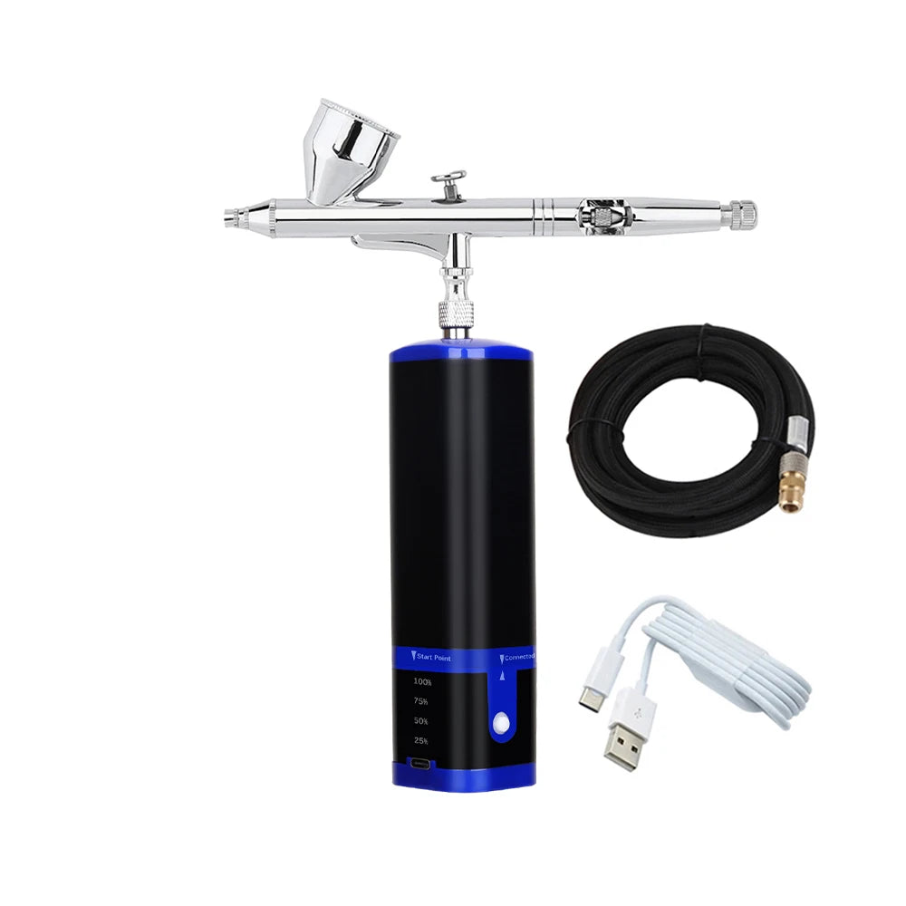 Noiseless Cordless Air Brush Compressor Kit Replace Battery Super Works Airbrush Spray Gun Barber Art Design Beauty Care Tool