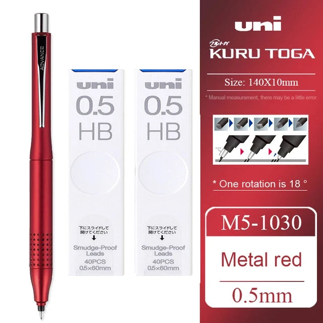 UNI ADVANCE Mechanical Pencil M5-1030 Metal Rod Low Center Gravity Kuru Toga Automatic Rotating Drawing Pencil 0.5mm Stationery