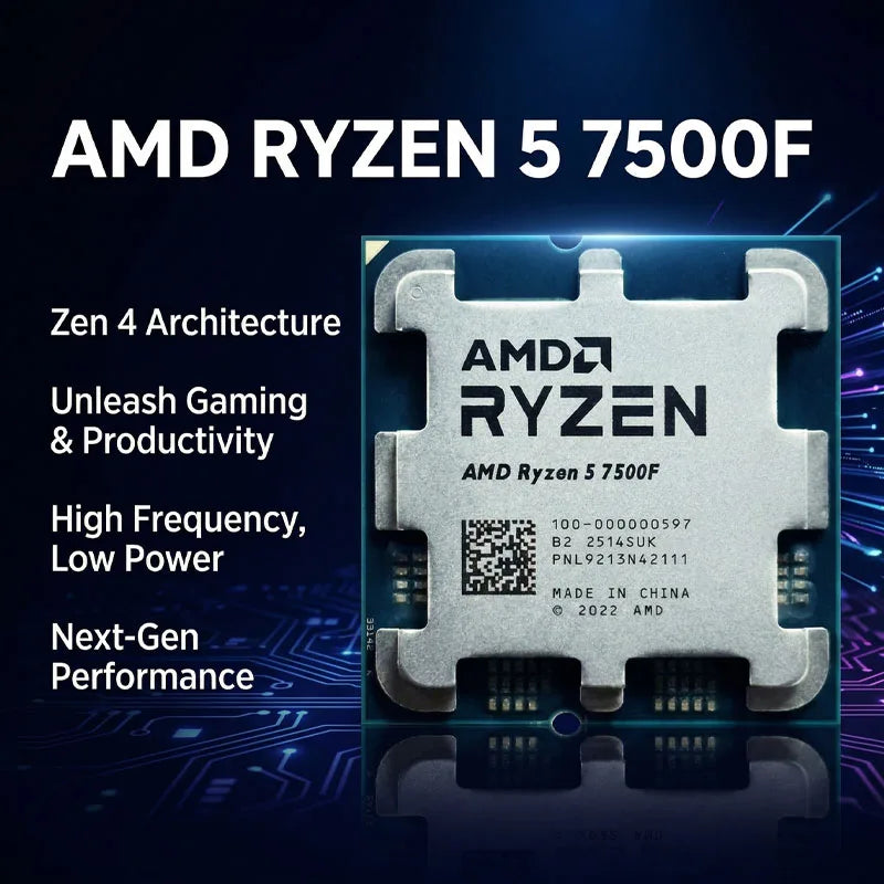 AMD Ryzen 5 7500F CPU R5 7500F 3.7GHz 5NM L3=32M 100-000001015 Socket AM5 New but no fan