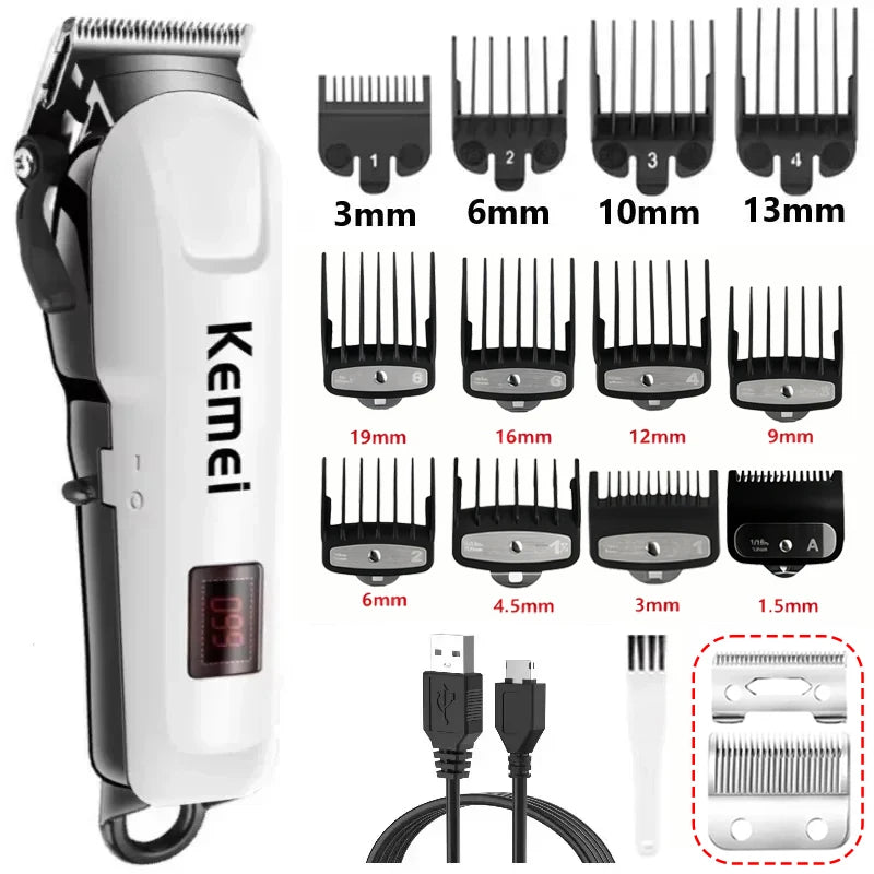 Kemei Hair Clipper for Men KM-809A Hair Cut Maching Wireless Trimmer Professional Clipper Machine Rechargeable Hair Cut Barber