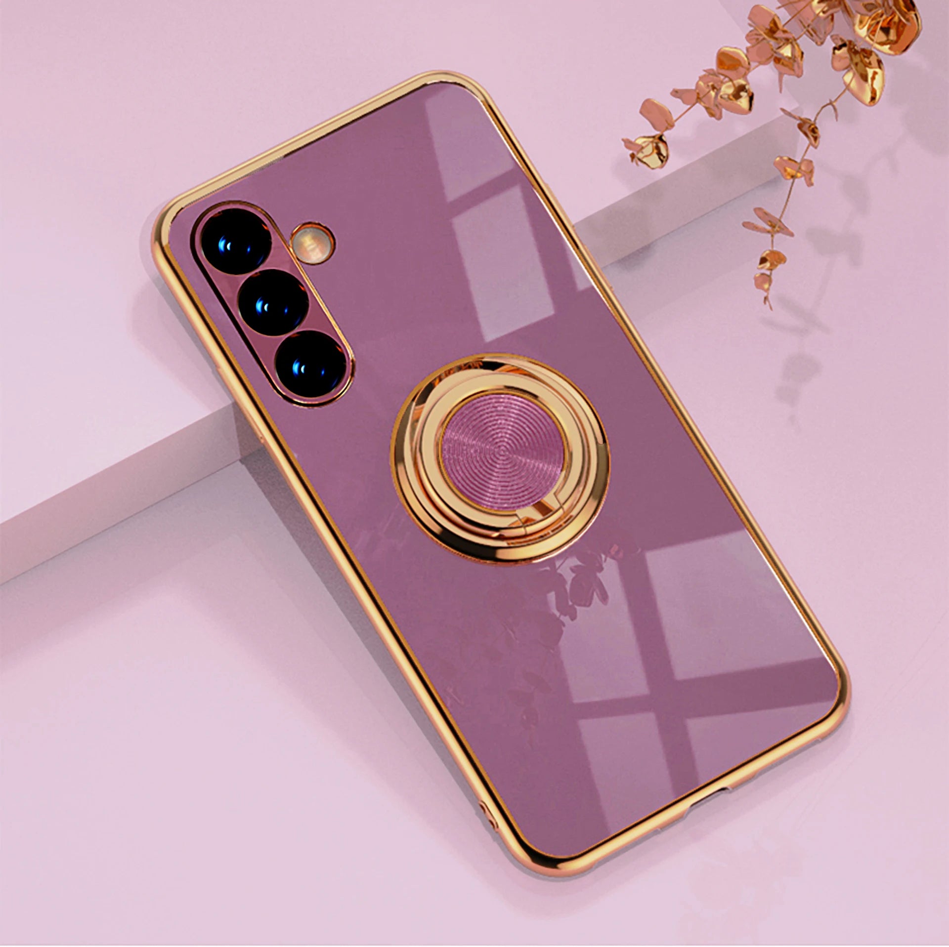 Luxury Plating Silicone Magnetic Holder Stand Case For XiaoMi 13T 14T Redmi 13C 14C 4G Note 12 13 14 Pro Plus 5G Back Cover