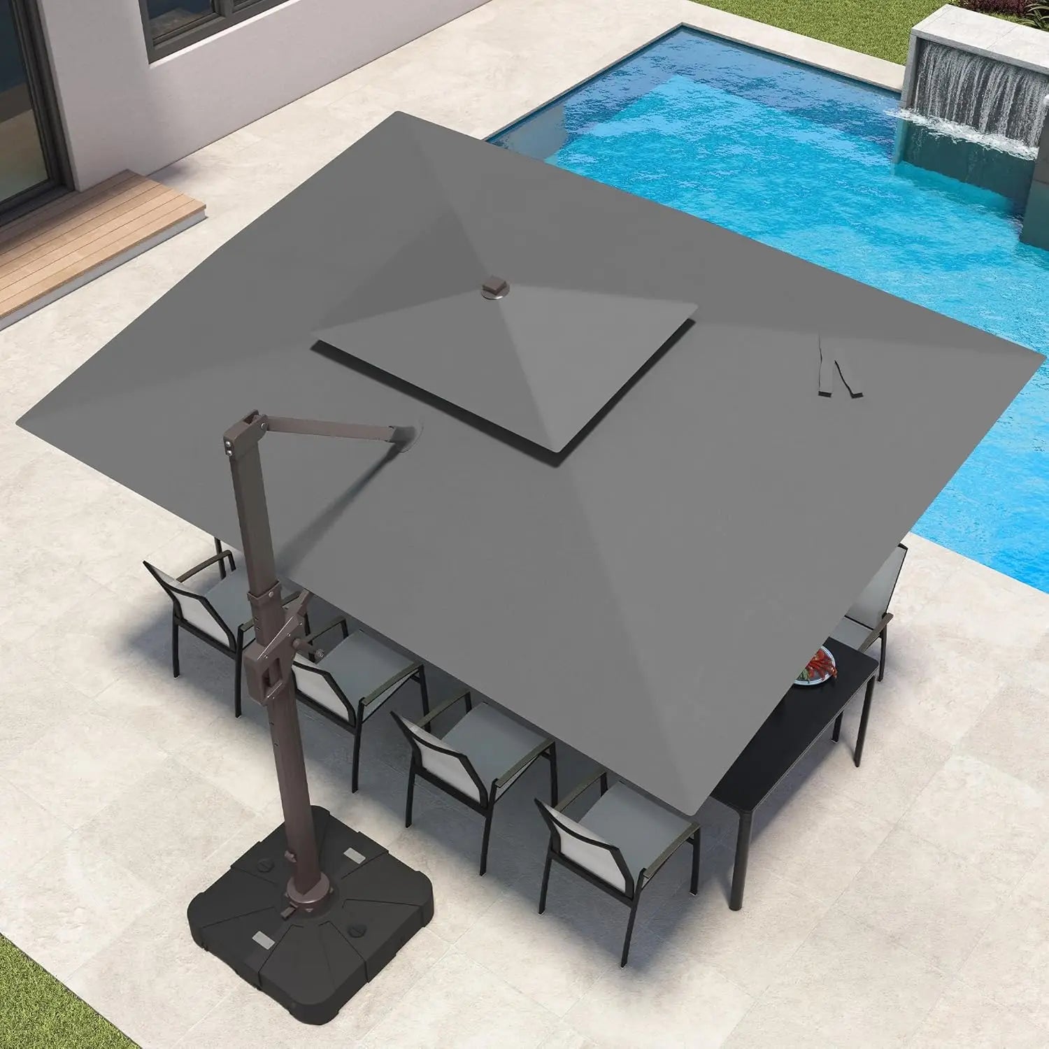 9x12 FT Patio Umbrella with LED Lights Cantilever Outdoor Large Heavy Duty Rectangle Aluminum Offset Umbrellas, Customized