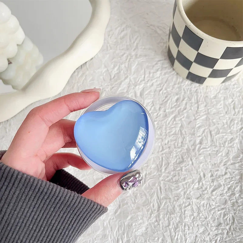 Korean Y2K Pink Glass Love Heart Magnetic Holder Phone Grip Tok Detachable Bracket for Magsafe Universal Smart Tok for IPhone