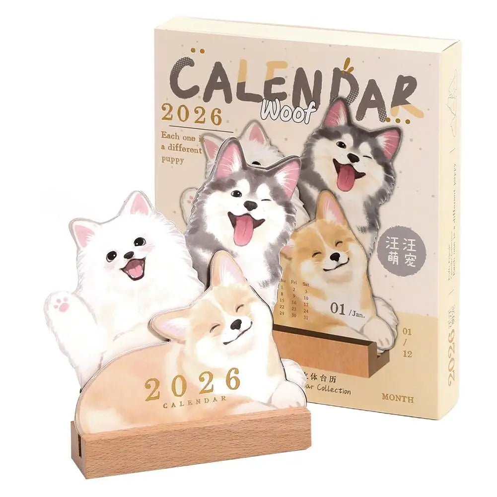 2026 Cute Cat Dog Desk Calendar Mini Desktop Calendar Notes Repeated Writing and Wiping Multi Functional Desktop Decoration ﻿