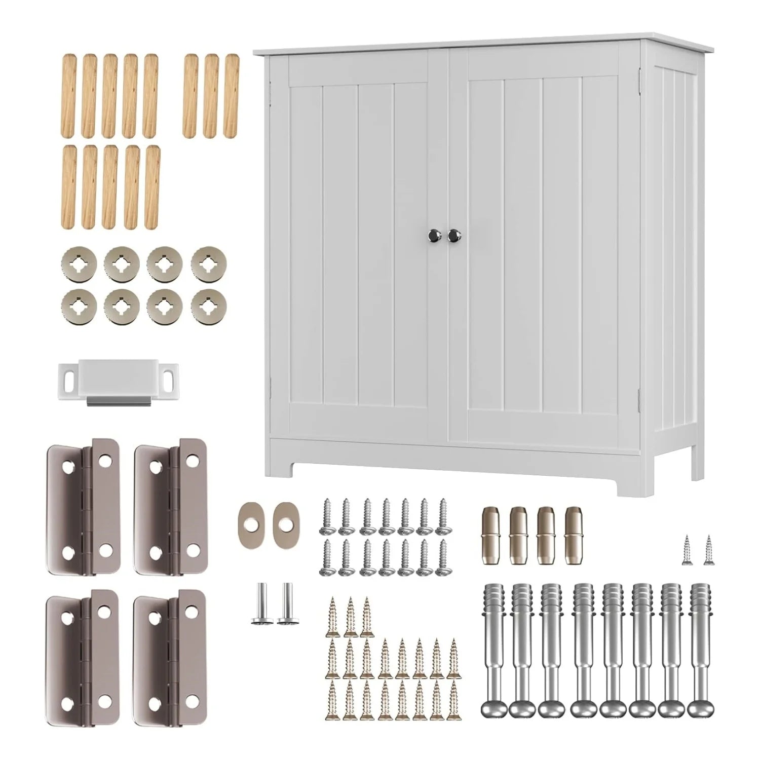 BRIEFNESS Washbasin storage cabinet White sink cabinet 2 door bathroom cabinet Adjustable shelves Base cabinet washbasin