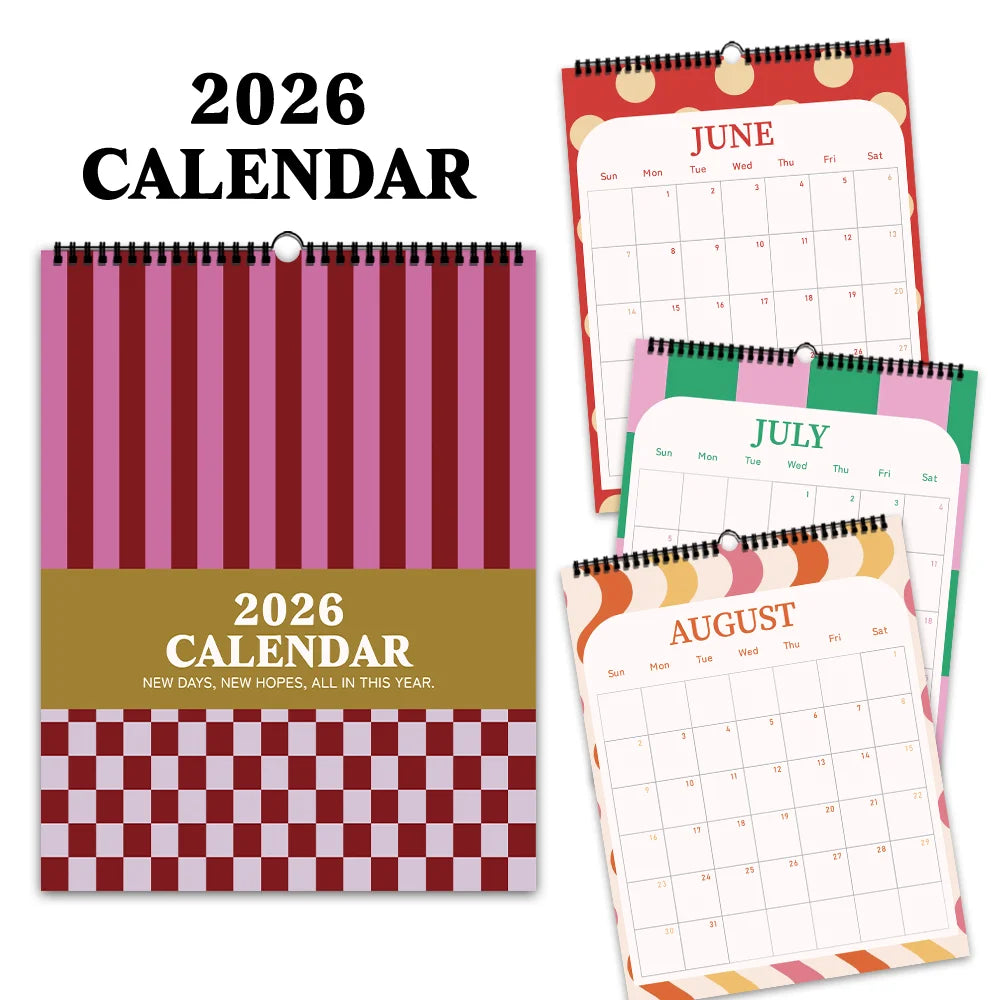1pc 2026 Wall Calendar,Abstract Geometric Design, Morandi,12 Beautiful Designs,Monthly Plans,Perfect Gift for Birthday,Christmas