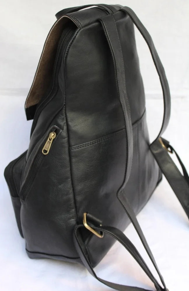 Factory Wholesale Custom Logo 100% Genuine Leather Daily Uses Outdoor Backpack Vintage Black Color 100% Genuine Leather Backpack