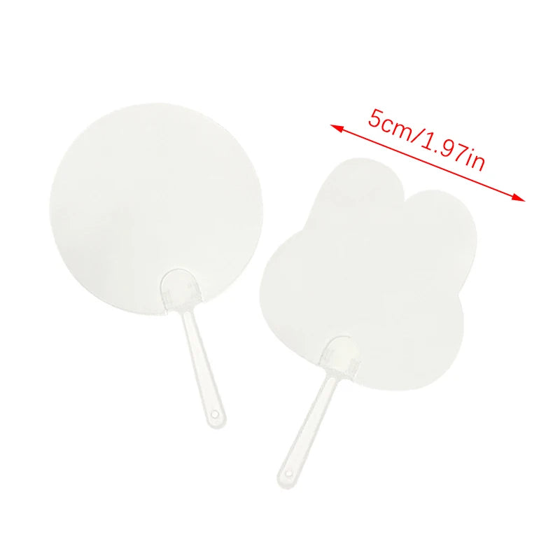 50Pcs 5cm Cute Mini Transparent Blank Fan Child Kids DIY Art Fan crafts Transparent