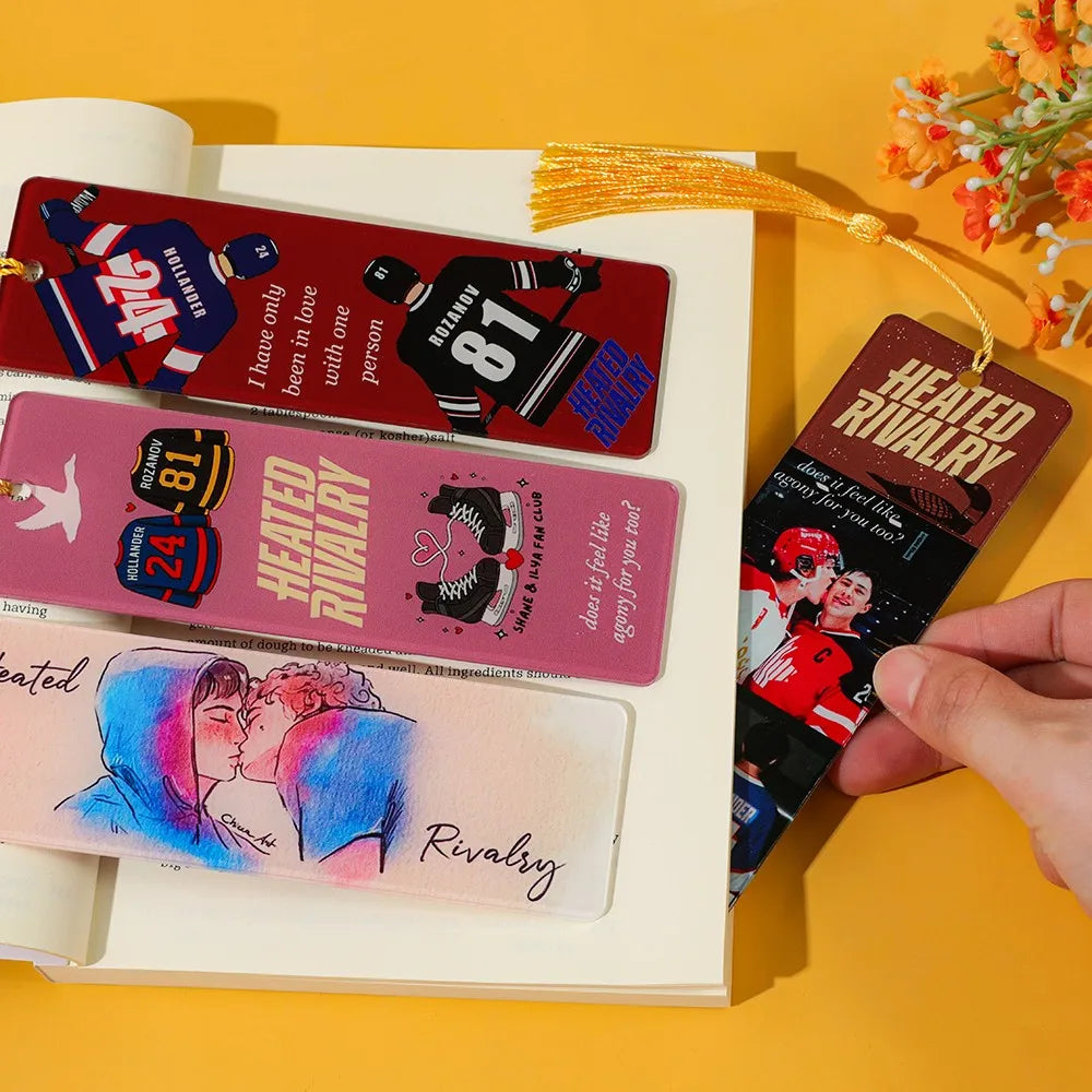 Heated Rivalry "themed fan acrylic bookmarks 1pc/4pcs - ice hockey CP elements+novel copy reading tags, sports BL readers
