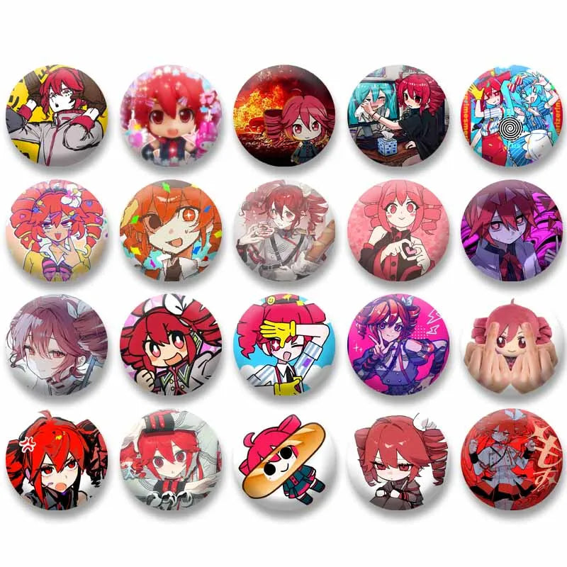 Kasane Teto Badge, Cute UTAU Anime Round Button Pin, Vocaloid Cosplay Brooch for Backpack Clothes, Collectible Gift for Fans
