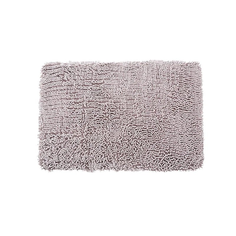 Modern Dark Green Chenille Fabric Rectangle Solid Color Bathroom Mat Waterproof Anti-Slip Stain Resistant Tufted Medium Hotel