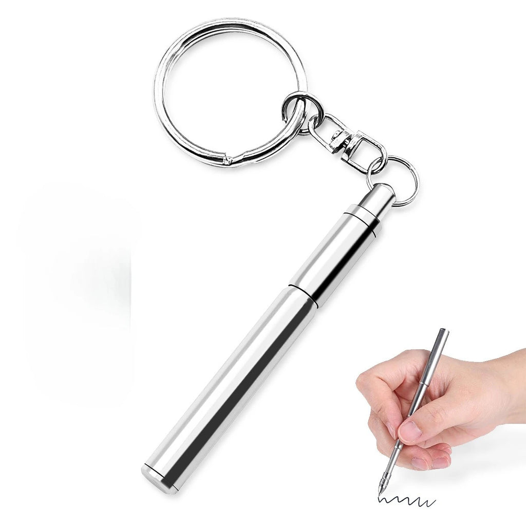 1PCS Stainless Steel Telescopic Ballpoint Pen Multifunctional Portable Keychain Metal Pen Telescoping Pen Tool