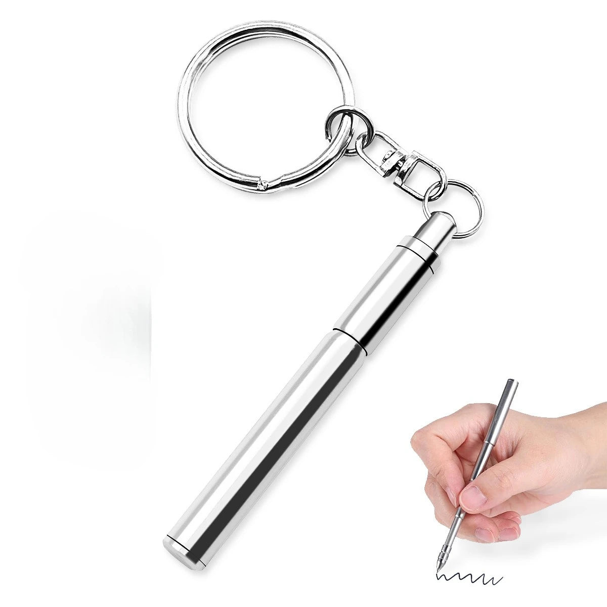1PCS Stainless Steel Telescopic Ballpoint Pen Multifunctional Portable Keychain Metal Pen Telescoping Pen Tool