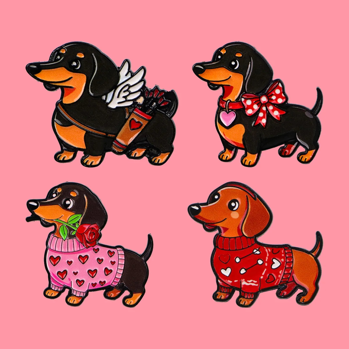 Sweater Sausage Dog Enamel Pins Cute Animal Couple Brooch Lapel Pin Badge on Backpack Clothing Accessories Fashion Jewelry Gifts