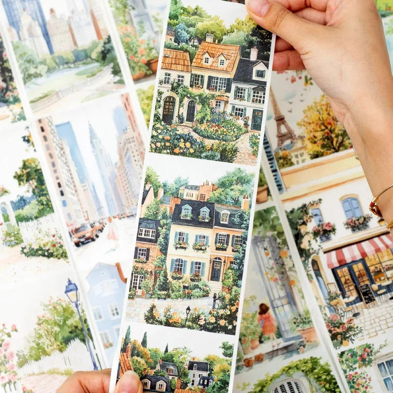 Journal GO 8X200cm Multiple Scene Tearable Washi Tape DIY Scrapbooking Collage Junk Journal Background Decoration Masking Tape
