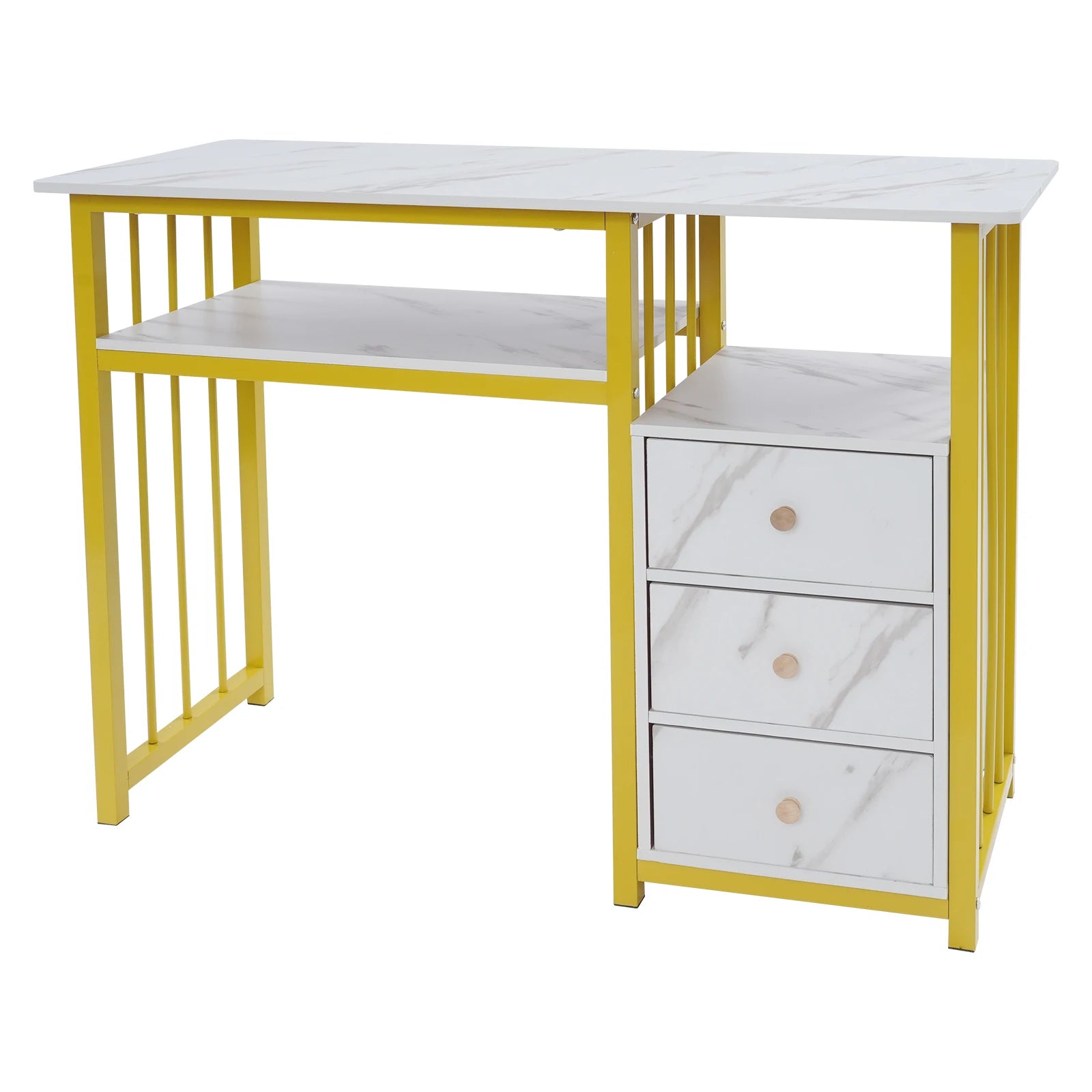Nail Desk Marbling Texture Manicure Desk with 3 Drawers for living rooms, offices, nail salons, beauty salons, etc.