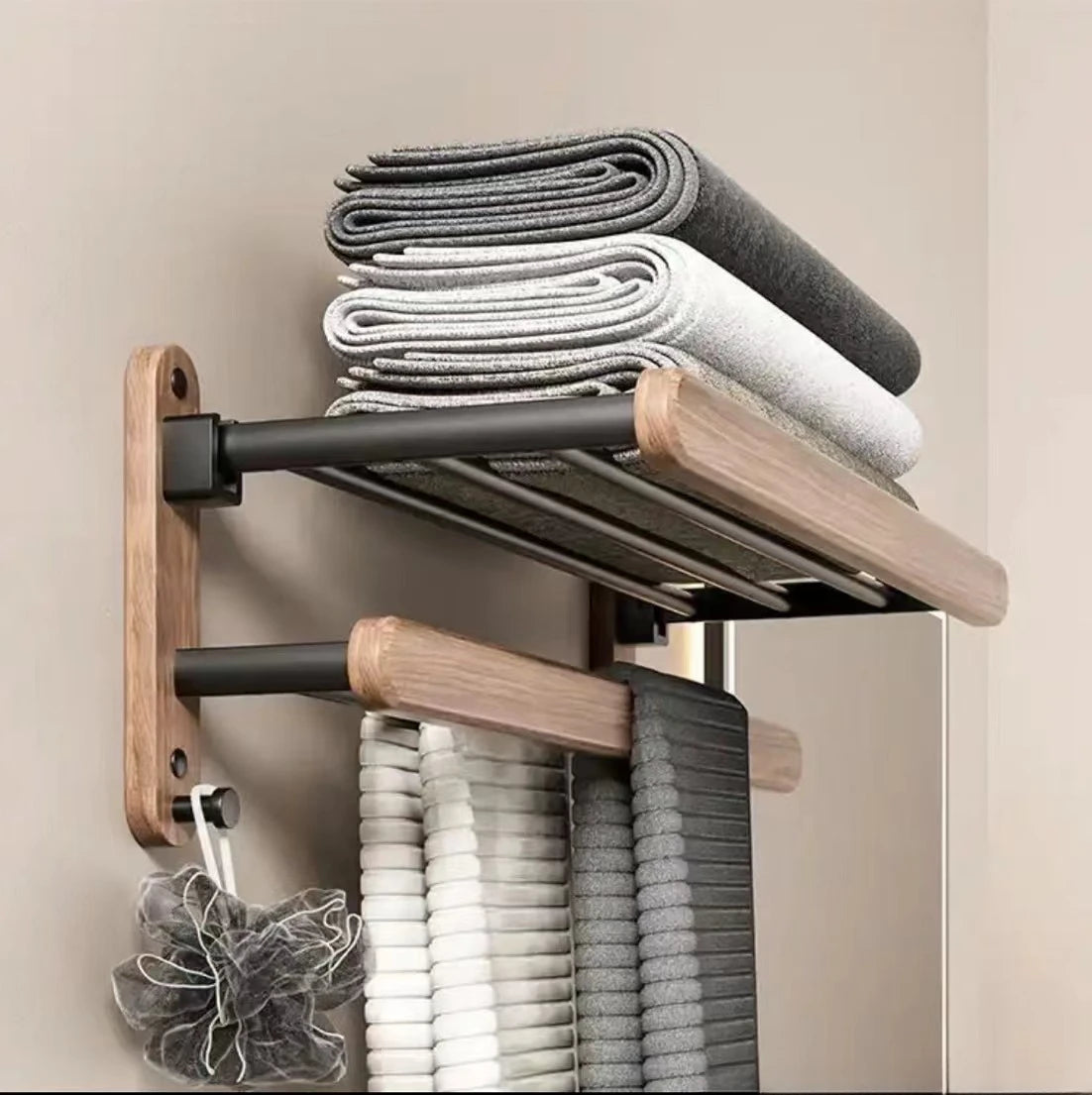 Walnut Wood Black Bathroom Hardware Set Bathroom towel rack Towel Rack Toilet Paper Holder Towel Bar Shelf  Bathroom Accessories