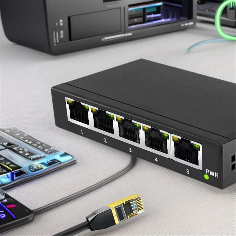 MZX Gigabit Network Switch 5 8 Ports 1000Mbps Networking Switcher RJ45 Hub Ethernet Stable Smart Internet Laptop PC Accessories