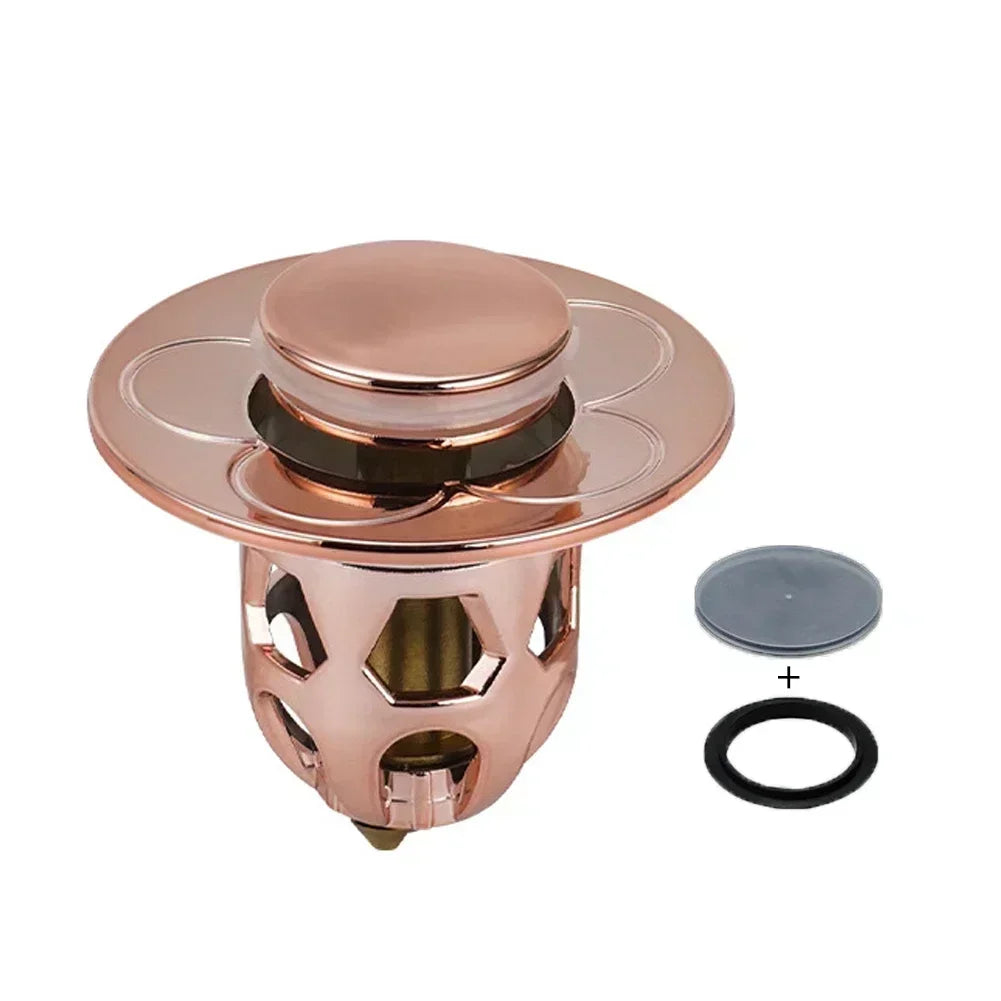 Stainless Steel Pop-Up Bounce Core Sink Drains Stopper Wash Basin Drain Filter Plug Bathroom Shower Hair Catcher Bathtub Tools