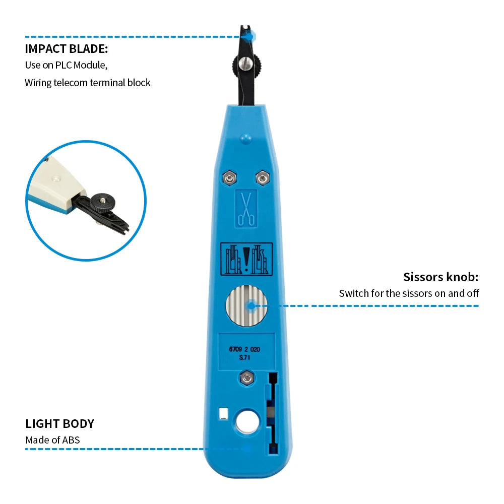 Impact Punchdown Tool with 66/110 Blade, Reliable CAT Cable Connections, Lightweight & Durable Adjustable Force