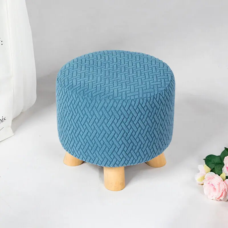 Square Stool Covers Thick Stretch Knitting Round Seat Covers Living Room Chair Cover Small Footstool Ottoman Slipcover Protector