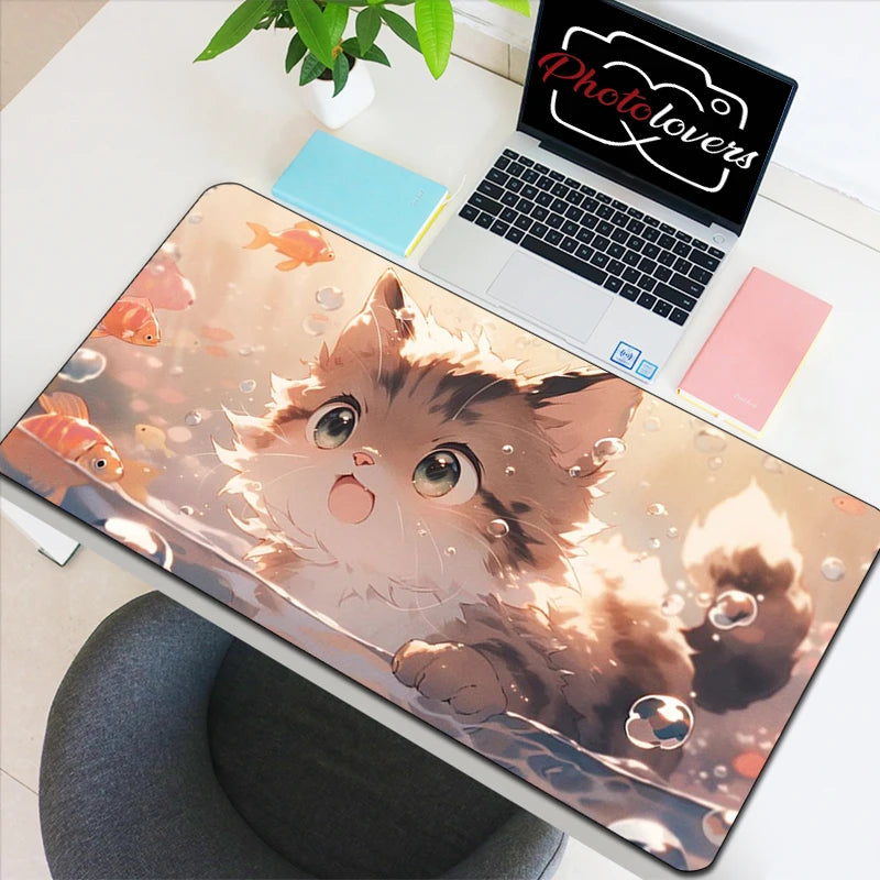 Anime Xxl Mouse Pad Gaming Accessories Cartoon Cat Keyboard Mousepad Gamer Desk Mat Cute Computer Offices Pc Cabinet Kawaii Mice